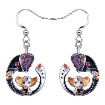 NEWEI Cute Enamel Alloy Elephant Earrings Dangle Drop Jewelry for Women Gift Accessories Charms