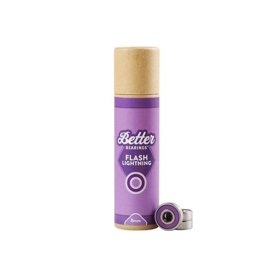 Better Bearings - Flash Lightning - Ceramic Roller Skate Bearings, 16 Pack, Quad Skates, ABEC 9, Hardwearing, Long Lasting, Pre Lubed, Replaceable Rubber Shields, Women Supportive - 8mmPurple