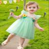 AGQT Baby Girls Tulle Tutu Dress Sleeveless Toddler Tutu Dresses Birthday Party Gowns Wedding Layered Lace Holiday Mini Dress with Cartoon Flower Light Green Size 18-24 Months view 2