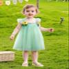 AGQT Baby Girls Tulle Tutu Dress Sleeveless Toddler Tutu Dresses Birthday Party Gowns Wedding Layered Lace Holiday Mini Dress with Cartoon Flower Light Green Size 18-24 Months view 4