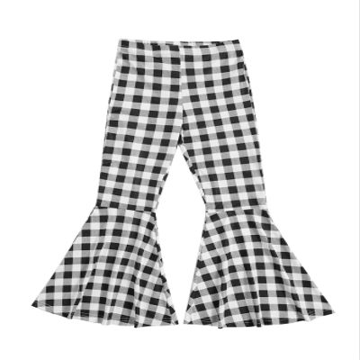 WDIRARA Girl's Flare Pants High Waisted Elastic Waist Bell Bottom Casual Pants Black and White 10Y