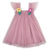 AGQT Baby Girls Tulle Tutu Dress Sleeveless Toddler Flower Girls Dresses Birthday Party Gowns Wedding Layered Lace Holiday Mini Dress with Cartoon Flower Dark Pink Size 12-18 Months view 1