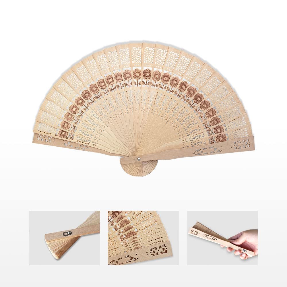 TYU Personalized Wooden FanCustomized Wedding Fans for GuestsChinese Fans Folding Fan for WomenPersonalized Wedding Fans (Customized,100pcs)