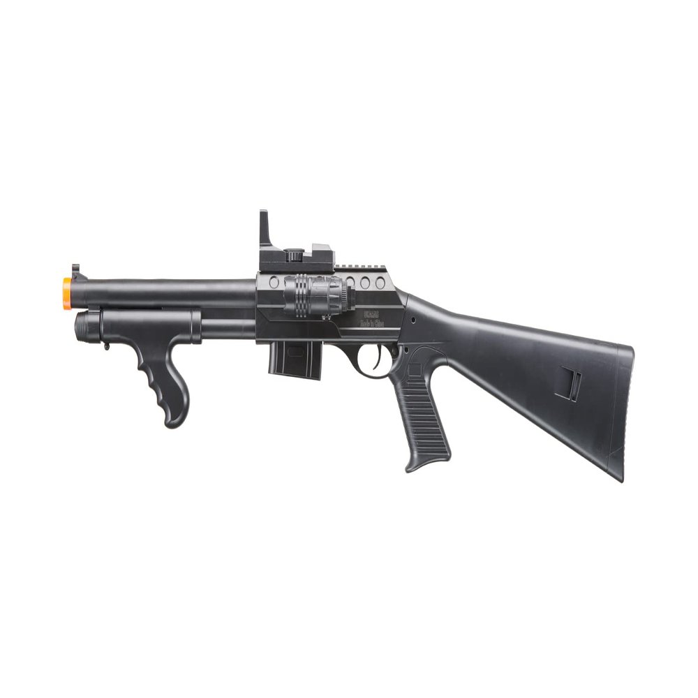 M0681 Pump Action Airsoft Shotgun with Scope, Light, and Durable ABS Construction - Black