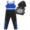 Moggemol Girls Dance Outfits Cropped Hoodie Tank Tops Jogger Pants Set Hip Hop Jazz Street Dancing Clothes 2#Blue00A 16 Years view 2