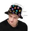 Cute Dog Paw Print Bucket Hats for Women Men Packable Beach Sun Fishing Boonie Hats Outdoor Summer Travel Hats Caps Unisex view 3