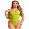 Hularka Sexy See Through Swimsuits for Women Stretchy Mesh Sheer High Cut Slip Bodysuit Monokini Fluorescent Yellow Large view 1