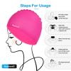 Aouloves 2 Pack Kids Swim Cap for Boys Girls, Unisex Silicone Swimming Caps for 4-12 Toddler Children Teen, Comfortable Fit for Long Hair and Short Hair view 4