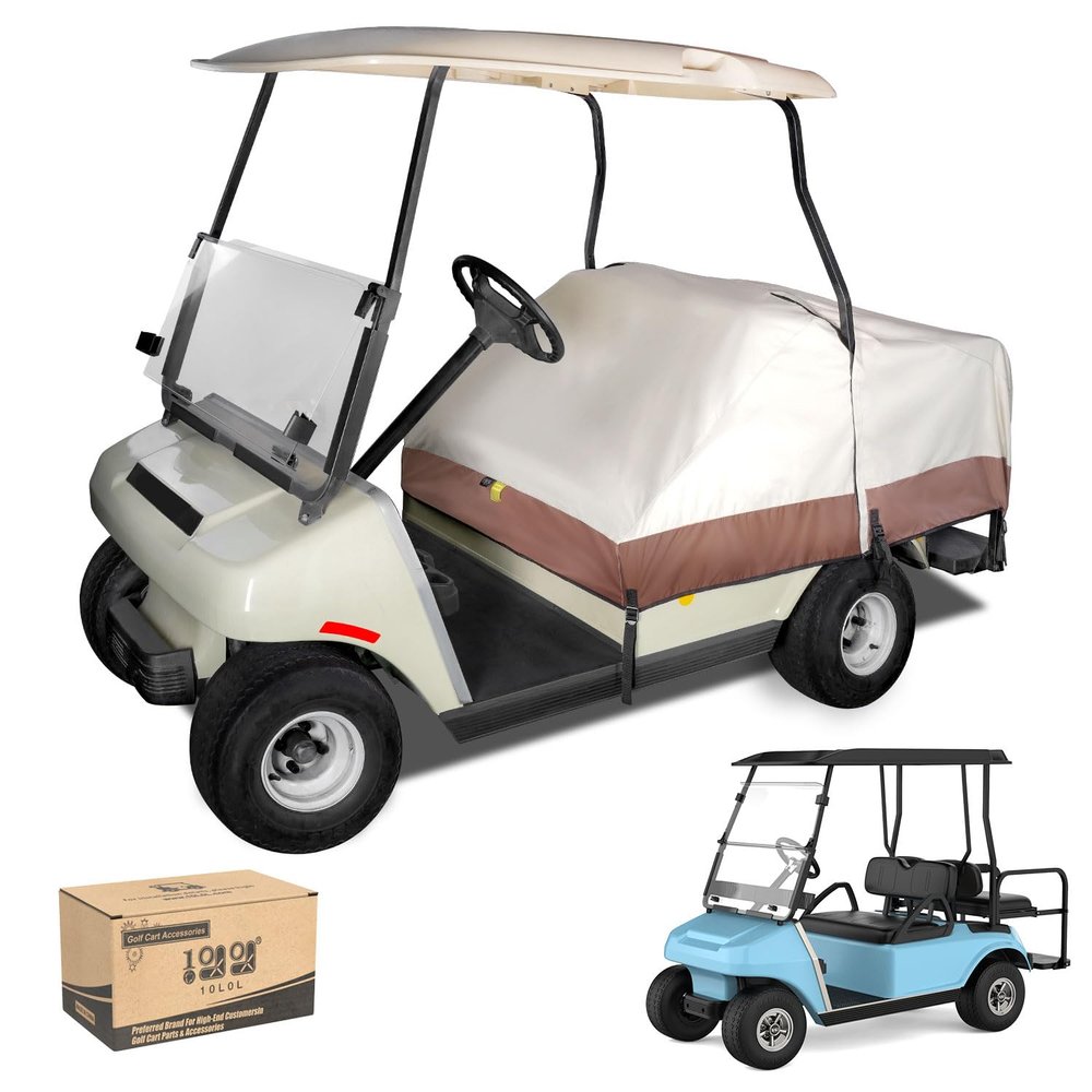 10L0L Waterproof Golf Cart Seat Cover, Universal for Yamaha EZGO Club Car 2+2 Seats Rain Covers | 600D Oxford Golf Cart Seat Protective Covers | Rain & Dust Protection | Easy On/Off for Daily Use