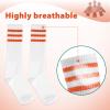 5 Pieces Sweatbands Striped Socks Set Sports Headband Wristbands High Tube Socks 80s Accessories for Men Women 80s Costumes Theme Party view 3