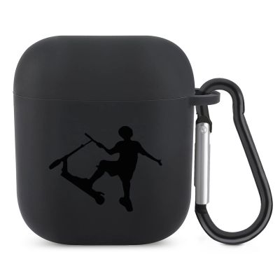 Stunt Scooter Case Cover Portable Headphone Case Protective Cover with Keychain Compatible with AirPods 1&2