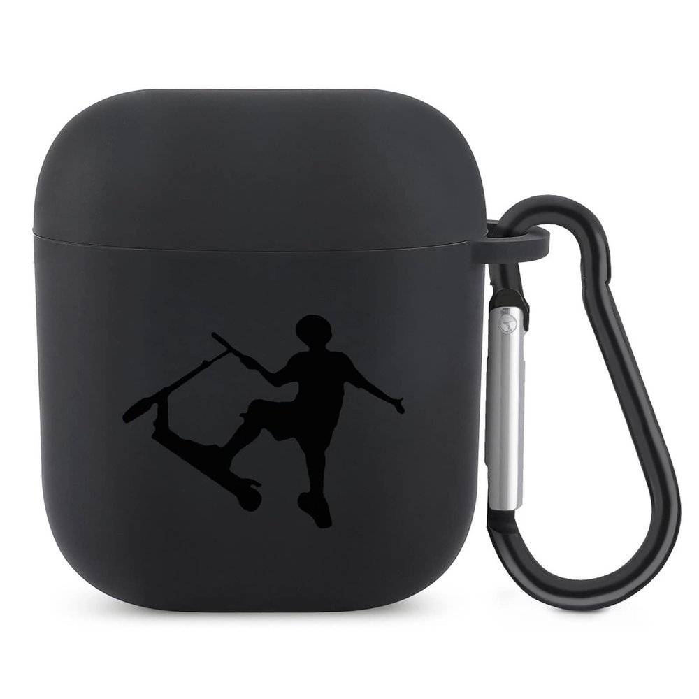 Stunt Scooter Case Cover Portable Headphone Case Protective Cover with Keychain Compatible with AirPods 1&2