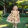 AGQT Girls Casual Dress Babydoll Summer Ruffle Babydoll Birthday Chiffon Princess Wedding Elegant Dress Easter Dresses Red Leaves Green Flower On Apricot Size 5-6 Years view 4