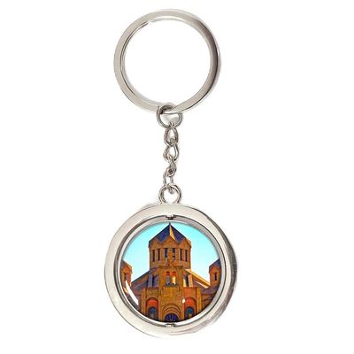 Armenia Keychain Car Keys Decoration Accessories Double Sided Rotating Crystal Key Chain Souvenir Gift