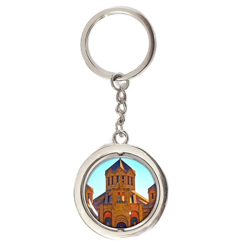 Armenia Keychain Car Keys Decoration Accessories Double Sided Rotating Crystal Key Chain Souvenir Gift