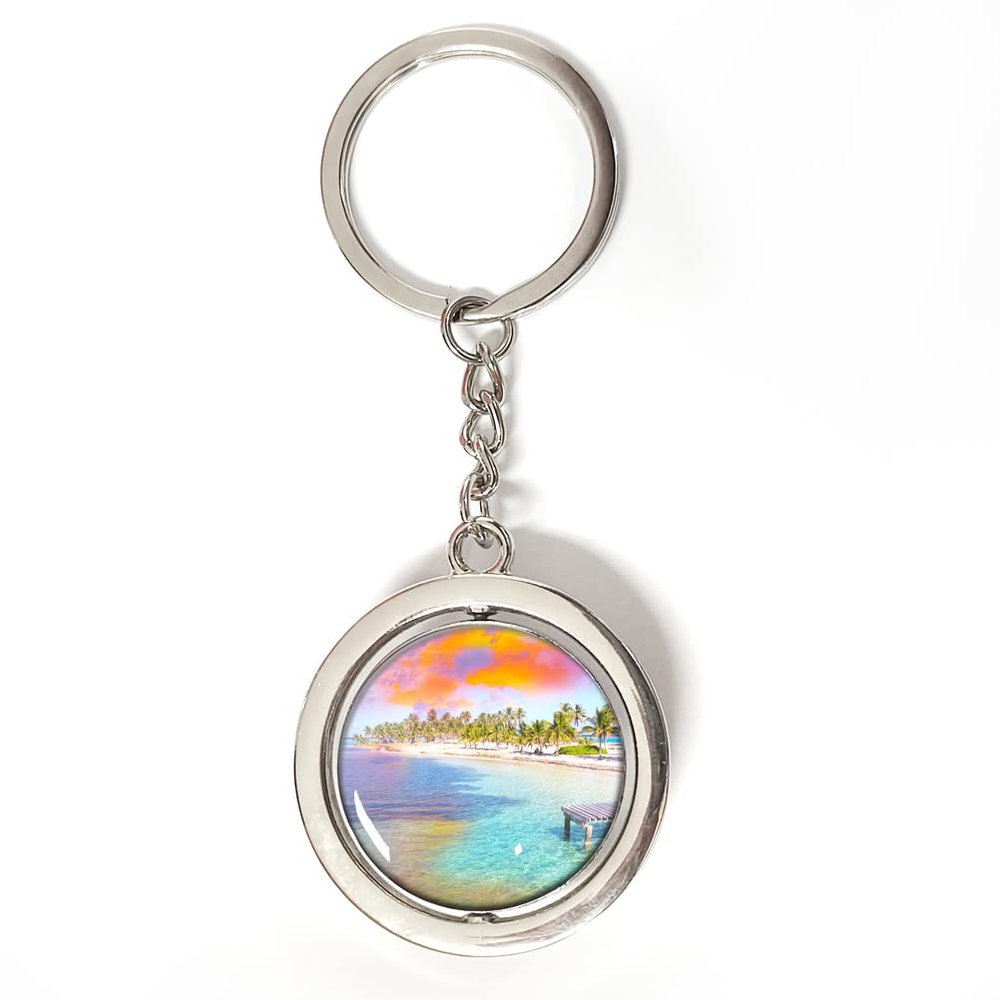 Belize Belize Keychain Car Keys Decoration Accessories Double Sided Rotating Crystal Key Chain Souvenir Gift