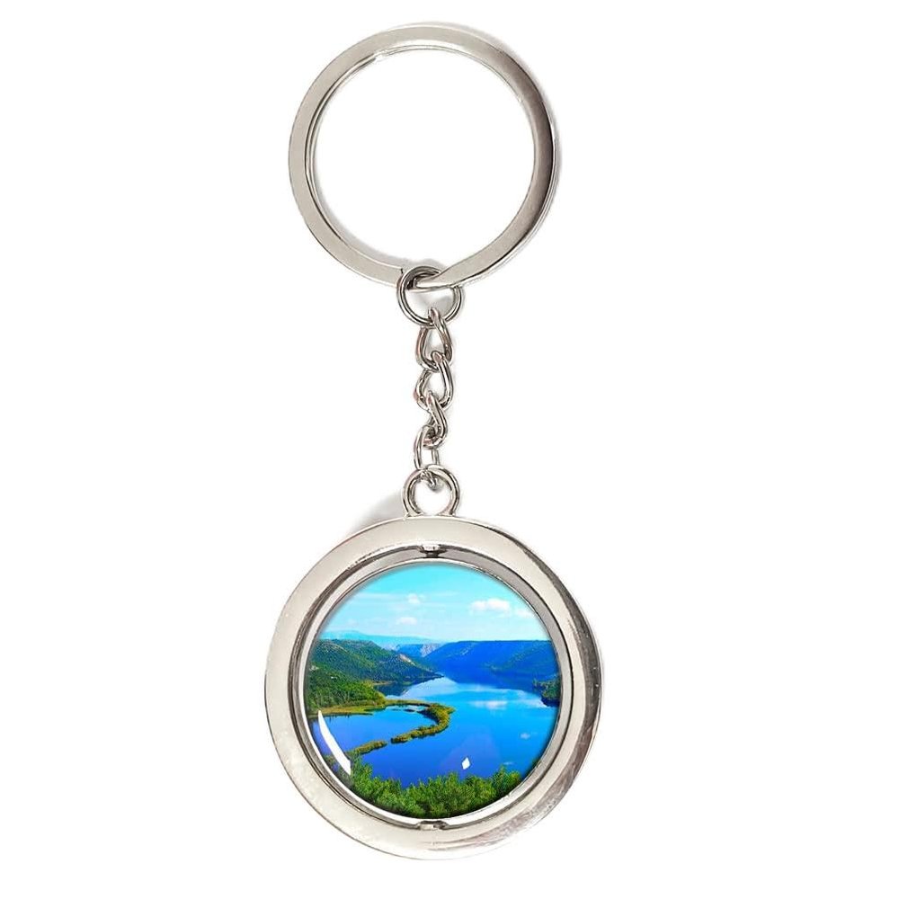 Croatia Krka Keychain Car Keys Decoration Accessories Double Sided Rotating Crystal Key Chain Souvenir Gift