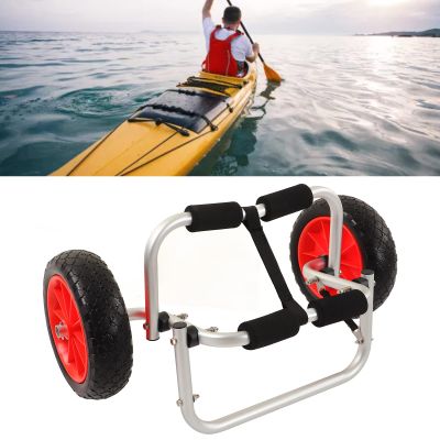 Foldable Kayak Trolley,Kayak Trolley Aviation Aluminum 25cm Diameter PU Wheel Adjustable Folding Boat Carrier Cart Accessories
