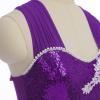 AFAVOM Sequin Flower Lyrical Dance Dress for Women Adult Contemporary Dance Costume Halter Backless Cross Straps Leotard with High Low Flowy Mesh Skirt Lyrical Dancewear Ballet Outfit Purple S view 4