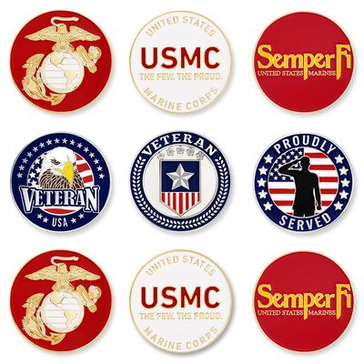 PinMart Officially Licensed United States Veteran Marine Corps Bundle Pack of 9 Golf Ball Markers - Golf Accessories for Men and Women  Magnetic Veteran Ball Markers Set of 9