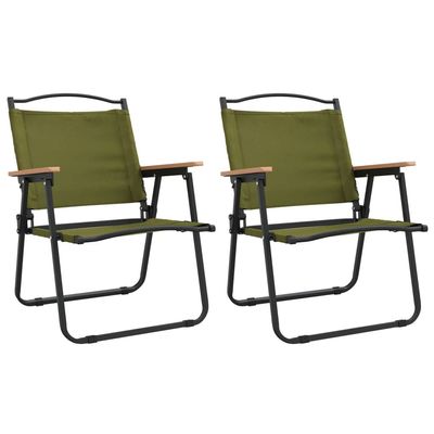 vidaXL Foldable Camping Chairs in Green - Lightweight and Portable Oxford Fabric Outdoor Patio Furniture with Powder-Coated Steel Frame, Ideal for Camping, Picnics, Concerts, and Sports Events