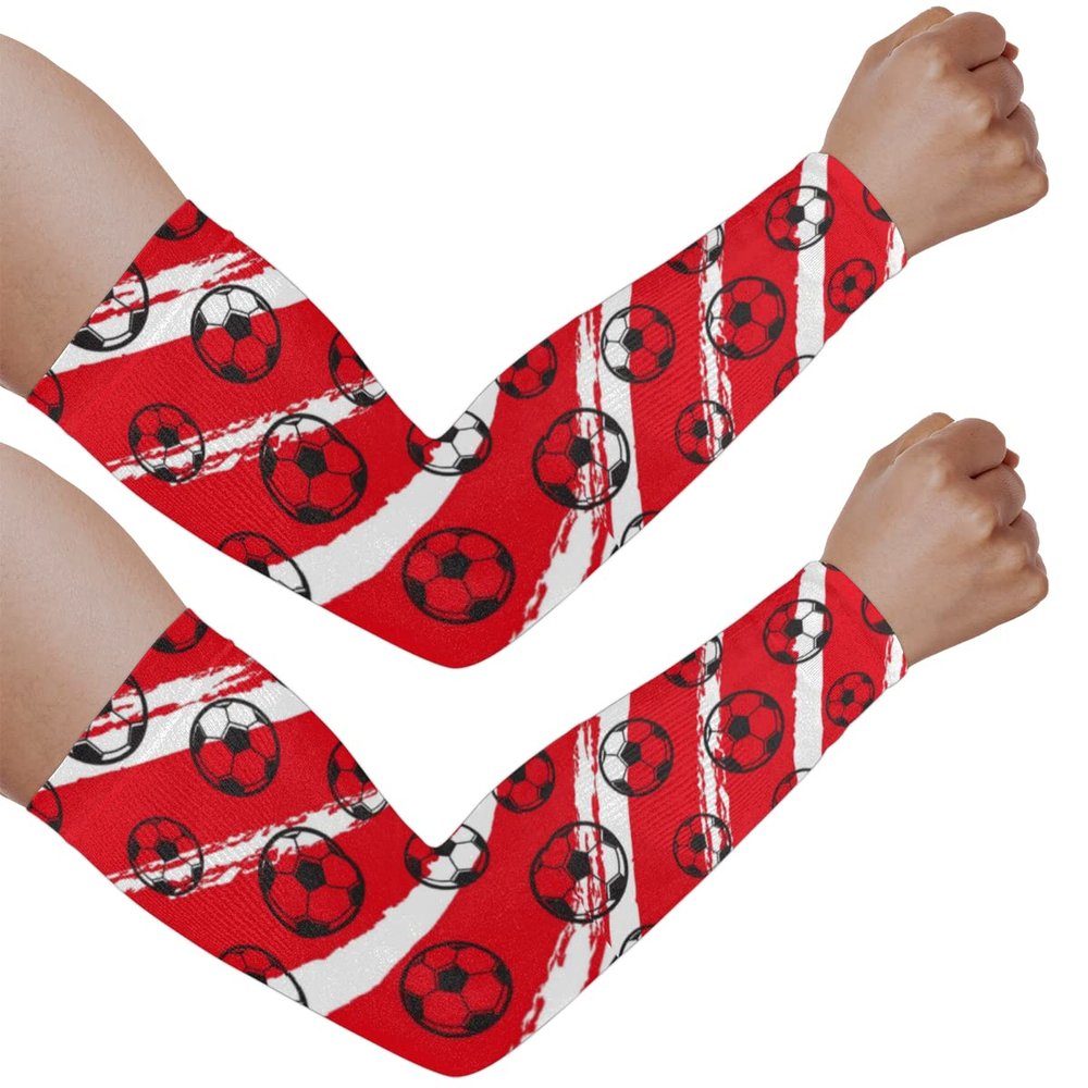bisibuy Gardening Sleeves Football Red White Black Farm Defense Sun Protection Arm Cooling Sleeves Athletic Basketball Shooting Sleeve