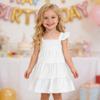 AGQT Toddler Girl Summer Dress Baby Sleeveless Ruffle A-Line Dresses Kids Casual Sundress for Beach Wedding White 2-3 Years view 2