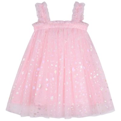 AGQT Baby Girls Tutu Dress Sleeveless Kids Tulle Birthday Party Dresses Casual Playwear Tunic Babydoll Dress Pink-Empty Solid Multicolored Star Size 18-24 Months