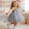 AGQT Baby Girls Birthday Tutu Dress Sequin Tulle Soft Lined Formal Princess Dresses for Party Wedding Gray-Solid 12-18 Months view 4