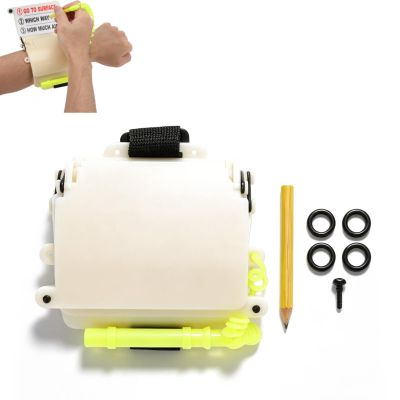 Cyrank Dive Wrist Slate, Diving 3 Panels Wrist Writing Slate with Text and Pencil Underwater Writing Dive Slate Underwater Communication Tools for Men Women