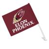Elon University Phoenix Logo Car Truck Flag with Window Clip On Pole Holder - Right Passenger Side view 1