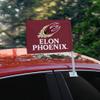 Elon University Phoenix Logo Car Truck Flag with Window Clip On Pole Holder - Right Passenger Side view 2