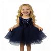 AGQT Baby Girls Birthday Tutu Dress Sequin Tulle Soft Lined Formal Princess Dresses for Party Wedding Dark Blue-Solid 6-12 Months view 1
