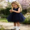 AGQT Baby Girls Birthday Tutu Dress Sequin Tulle Soft Lined Formal Princess Dresses for Party Wedding Dark Blue-Solid 6-12 Months view 3