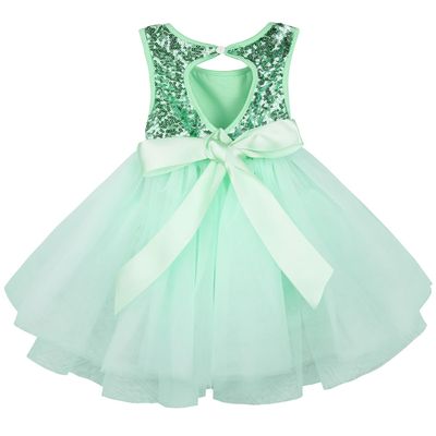 AGQT Baby Girls Birthday Tutu Dress Sequin Tulle Soft Lined Formal Princess Dresses for Party Wedding Light Green-Solid 18-24 Months
