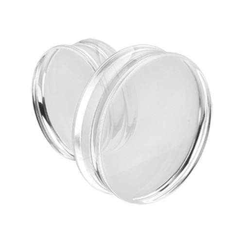 1 PAIR (2pcs) CLEAR ACRYLIC PLUGS Double Flare Gauges Solid Saddle Thin Ear Flesh Tunnels 1012 (4G (5MM))