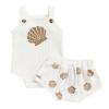LIOMENGZI Toddler Baby Girl Summer Clothes Shell Print Waffle Romper Tops Elastic Waist Shorts Casual Outfit view 1