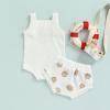 LIOMENGZI Toddler Baby Girl Summer Clothes Shell Print Waffle Romper Tops Elastic Waist Shorts Casual Outfit view 4