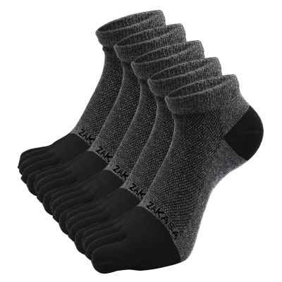 ZAKASA Toe Socks for Men Ankle: No Show Low Cut Toe Socks Individual Five Finger Cotton for Athletic Running 5 Pairs Size 8-15 Grey