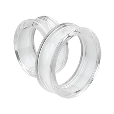1 PAIR (2pcs) CLEAR ACRYLIC TUNNELS Double Flare Gauges Solid Saddle Thin Ear Flesh Plugs 1015 (7/8" (22MM))