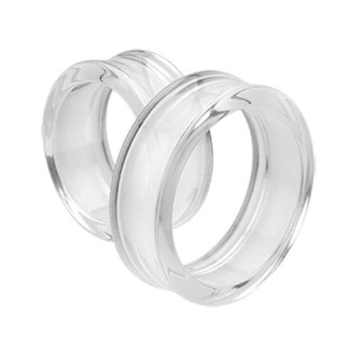 1 PAIR (2pcs) CLEAR ACRYLIC TUNNELS Double Flare Gauges Solid Saddle Thin Ear Flesh Plugs 1015 (7/8" (22MM))