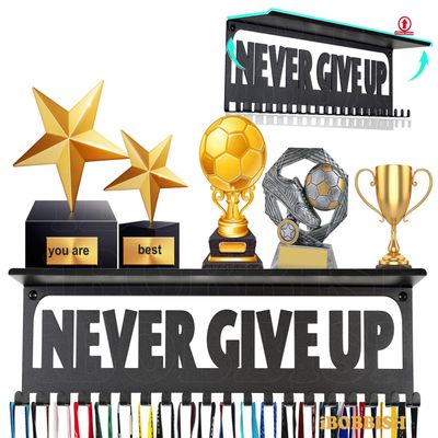 iBobbish Non-Slip Medal Hanger Display Trophy Shelf,Medal Hanger Display for Wall with 16inchL,Race Medal Display Upgraded Medal Holder Display for gymanstics,Race,Soccer,Swim