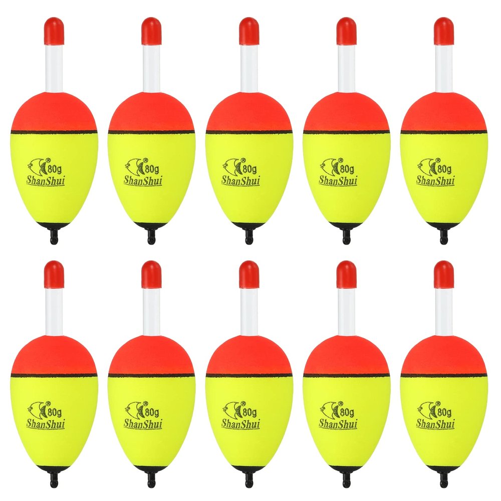 PATIKIL 2.8oz Fishing Bobbers, 10 Pack EVA Fishing Float for Saltwater Freshwater Fishing, Yellow