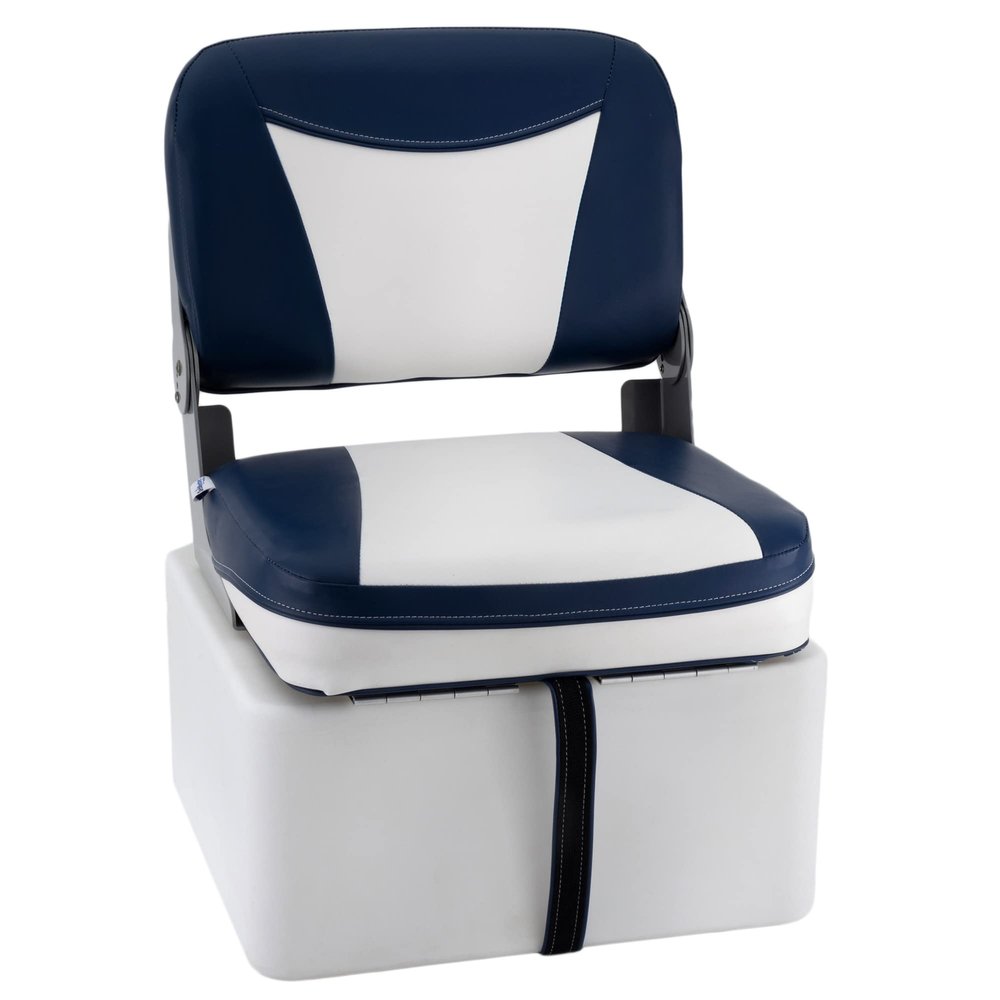 DeckMate Premium Jump Seat With Seat Box - White and Blue