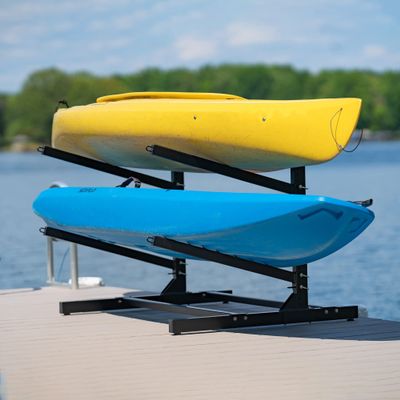 Teal Triangle Freestanding Kayak Storage Rack 2 Kayak Rack & Canoe Rack Indoor Outdoor Kayak Adjustable Surfboard & Stand Up Paddle Board Holder Adjustable Storage Stand - Black