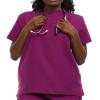 Minty Mint Women's Mandarin Collar Scrub Top Wine M view 1