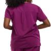 Minty Mint Women's Mandarin Collar Scrub Top Wine M view 2