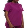 Minty Mint Women's Mandarin Collar Scrub Top Wine M view 4