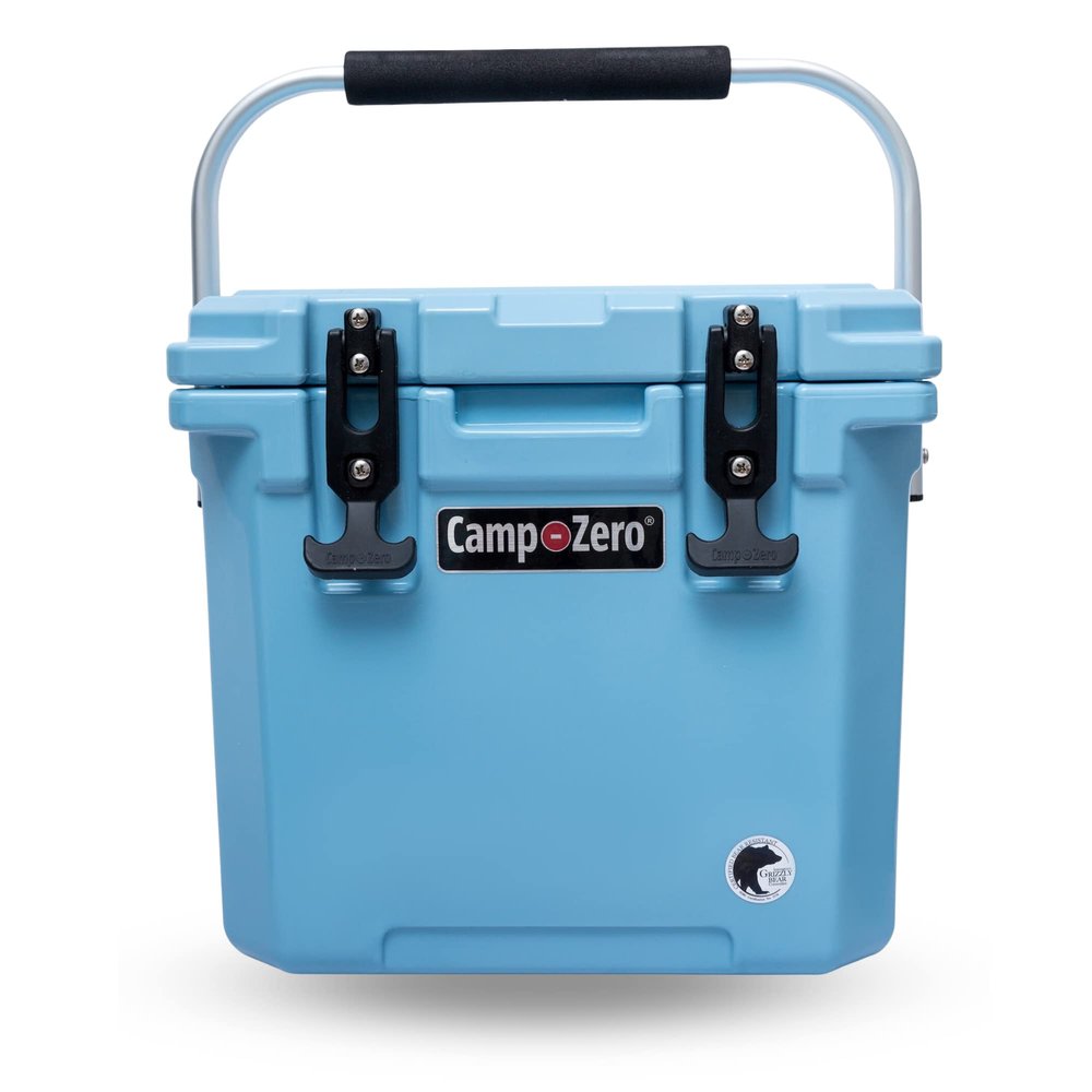 CAMP-ZERO 12L-12.6 Quart Portable Hard Cooler Ice Chest, Perfect for Drinks, Lunch, Beach, Picnics, Boating, Camping and Travel with 2 Molded-in Cup Holders and Folding Aluminum Handle