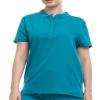 Minty Mint Women's Mandarin Collar Scrub Top Aqua XL view 1